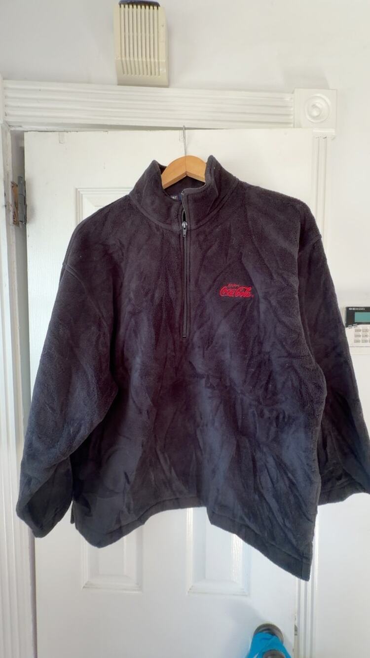 Coca-Cola Black Fleece Half Zip-Up Sweater (Medium)